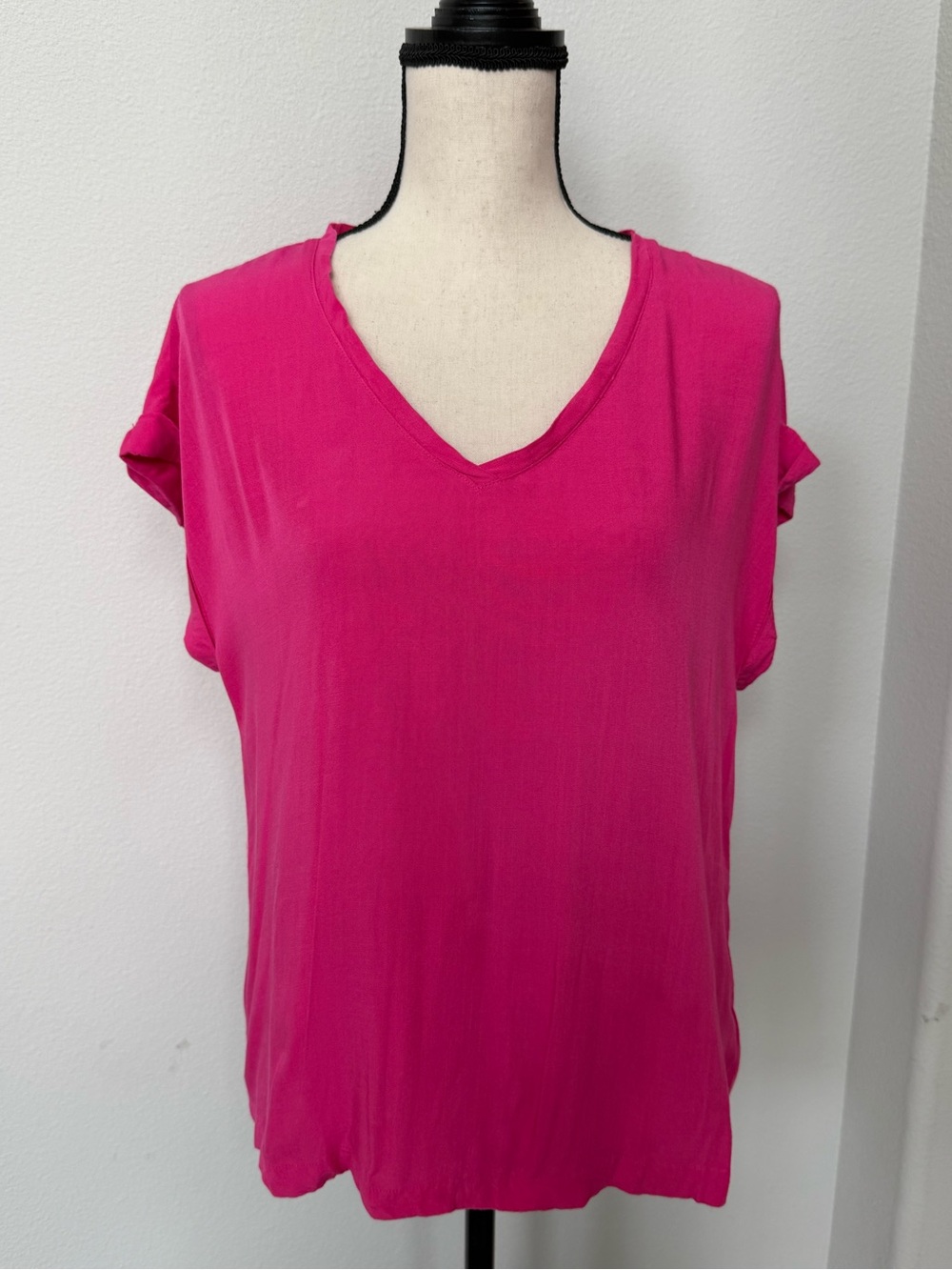 Dear John Hot Pink V-Neck Short Sleeve Top